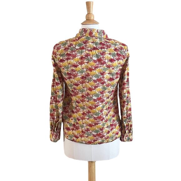 Talbots Cotton Long Sleeve Roll Tab Button Down, Fall, Trees, Autumn, Size SP - Picture 4 of 13